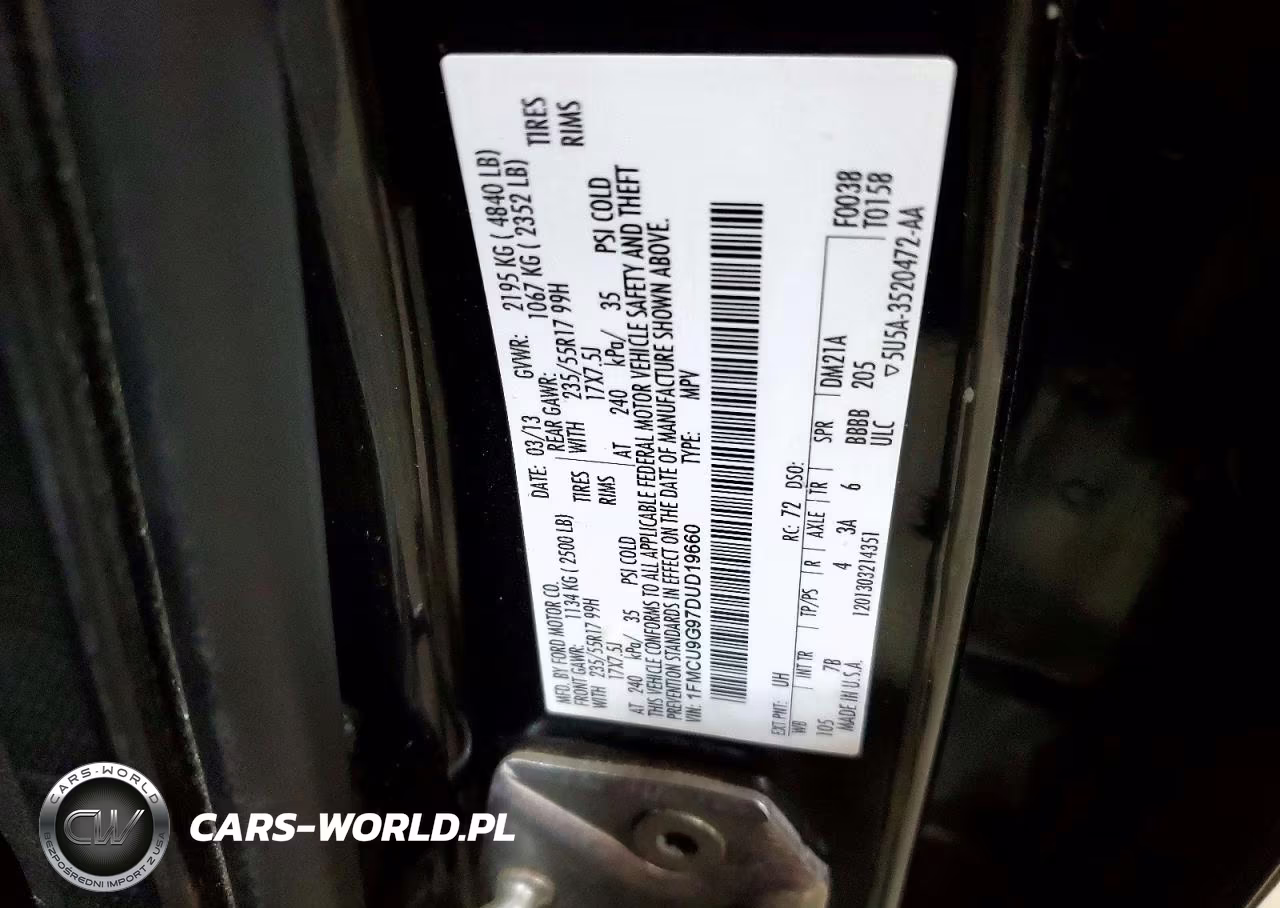 2013 Ford Escape Se VIN:1FMCU9G97DUD19660 - 13