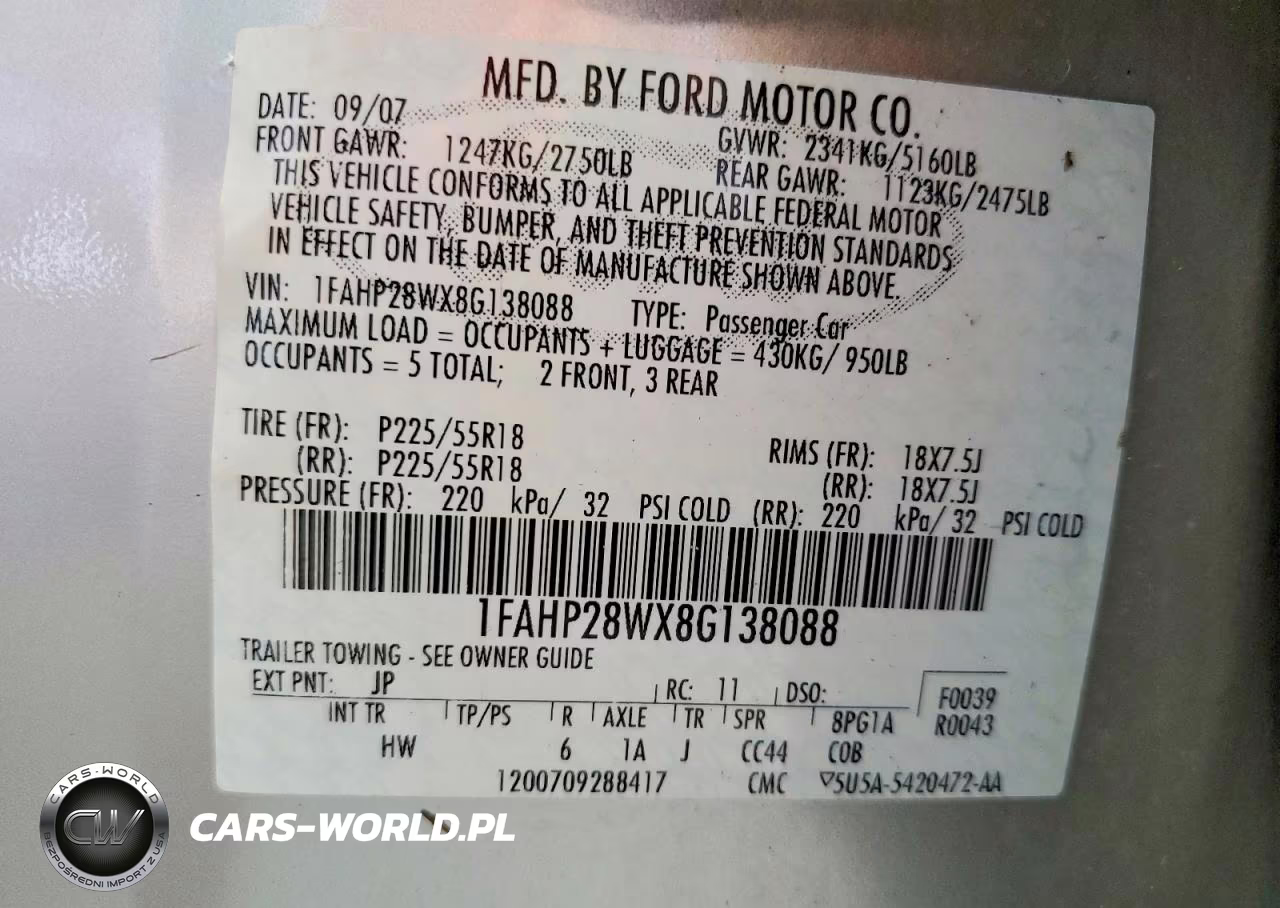 2008 Ford Taurus Limited VIN:1FAHP28WX8G138088 - 12
