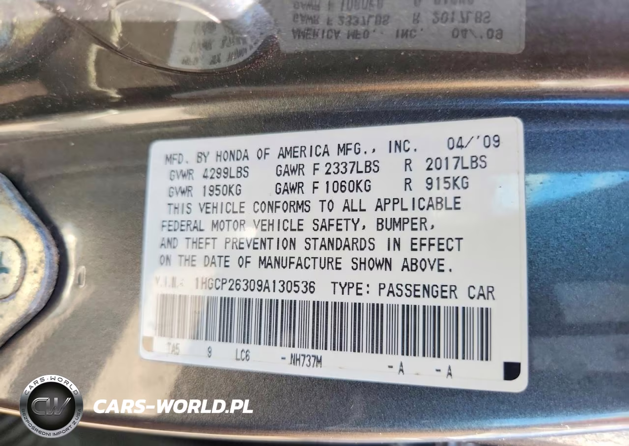 2009 Honda Accord Lx VIN:1HGCP26309A130536 - 12