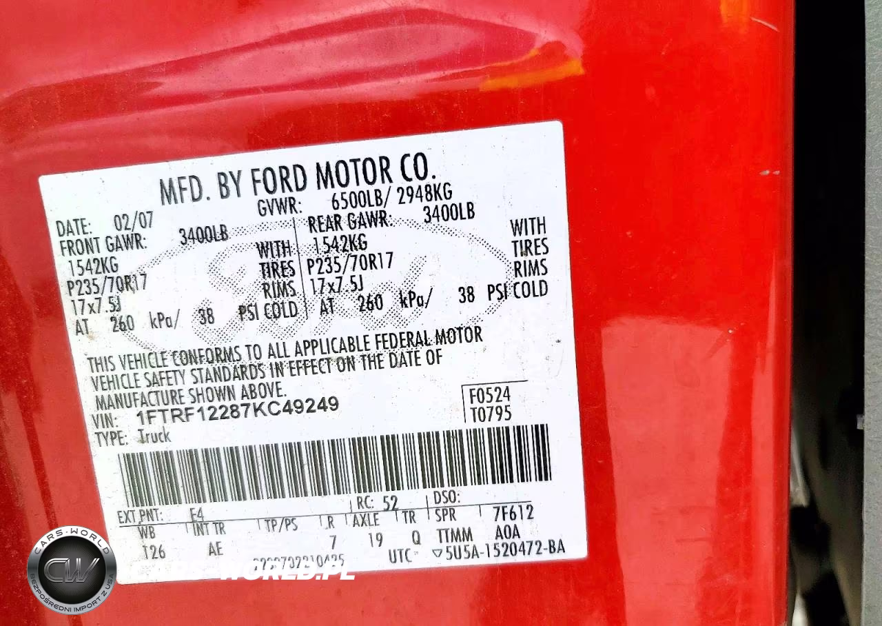 2007 Ford F150 VIN:1FTRF12287KC49249 - 13