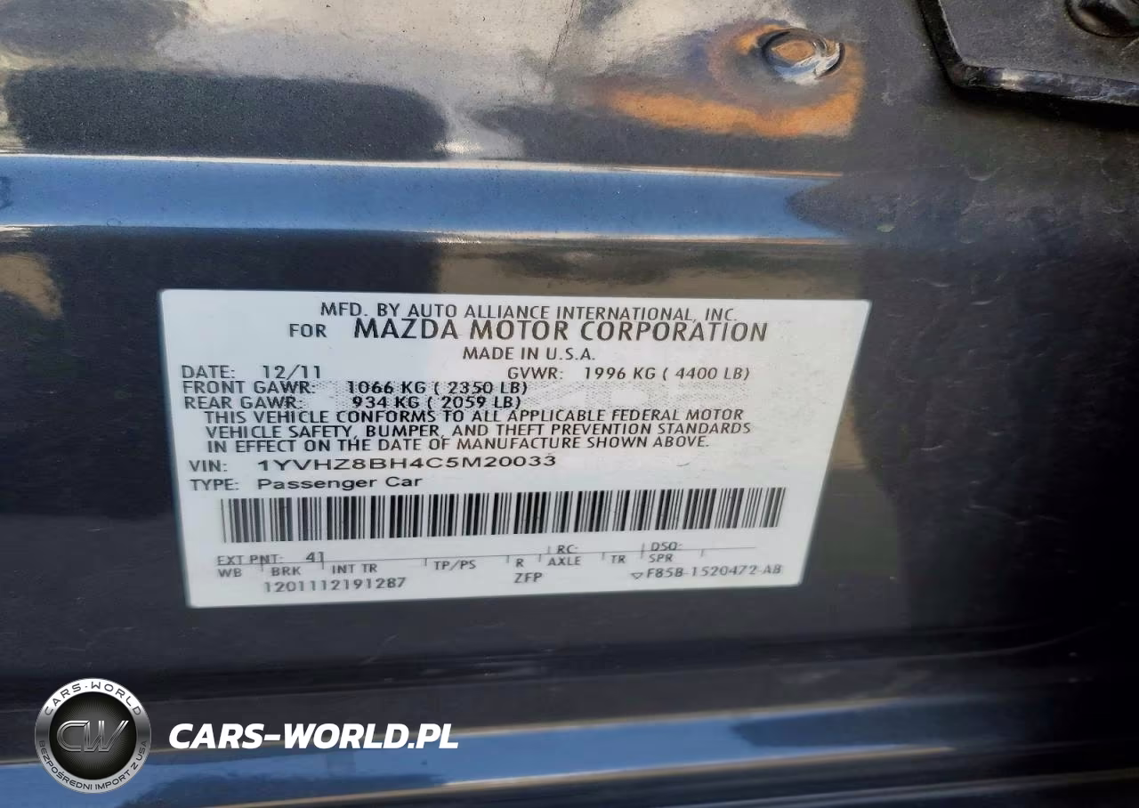 2012 Mazda 6 I VIN:1YVHZ8BH4C5M20033 - 12