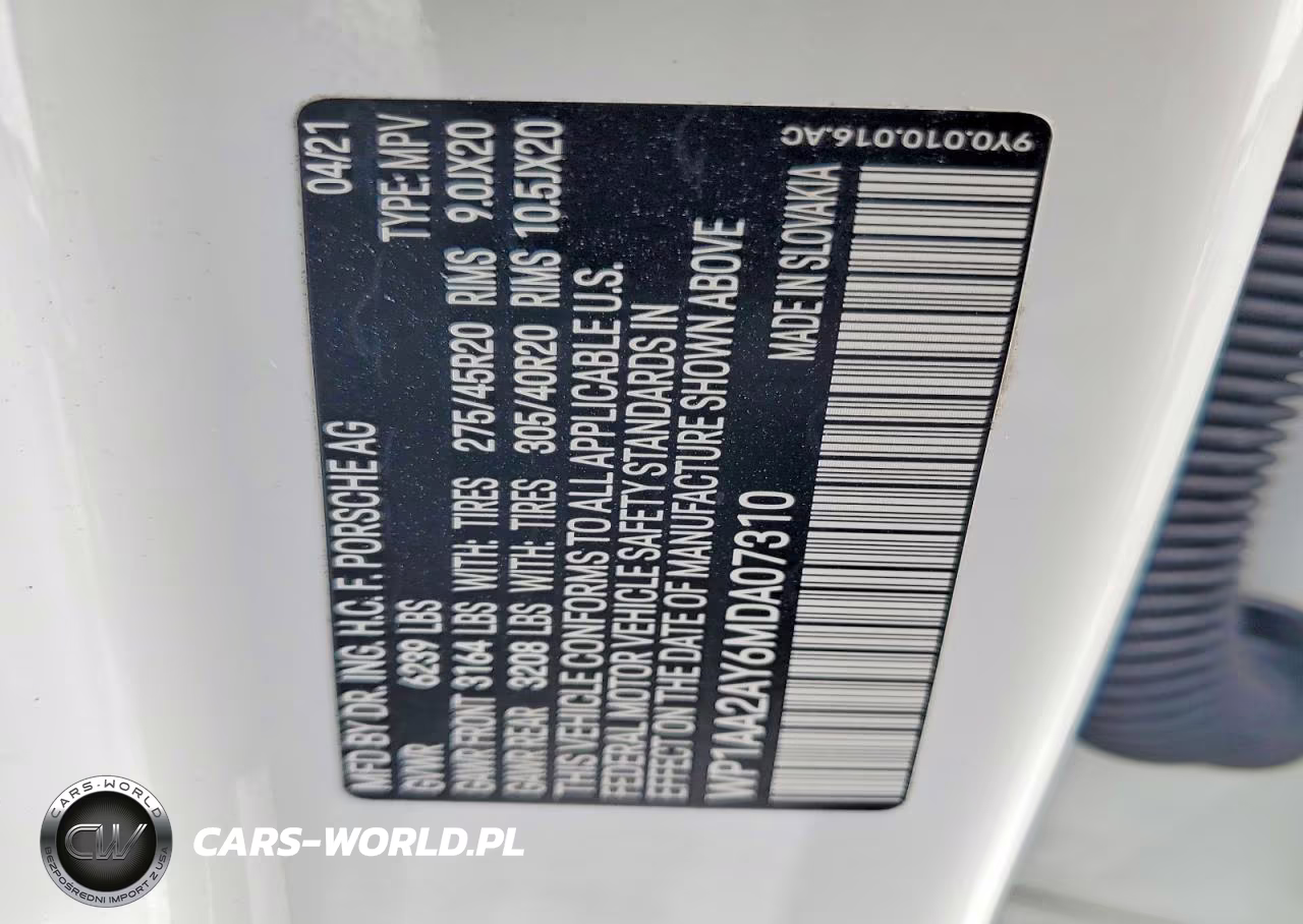 2021 Porsche Cayenne VIN:WP1AA2AY6MDA07310 - 13