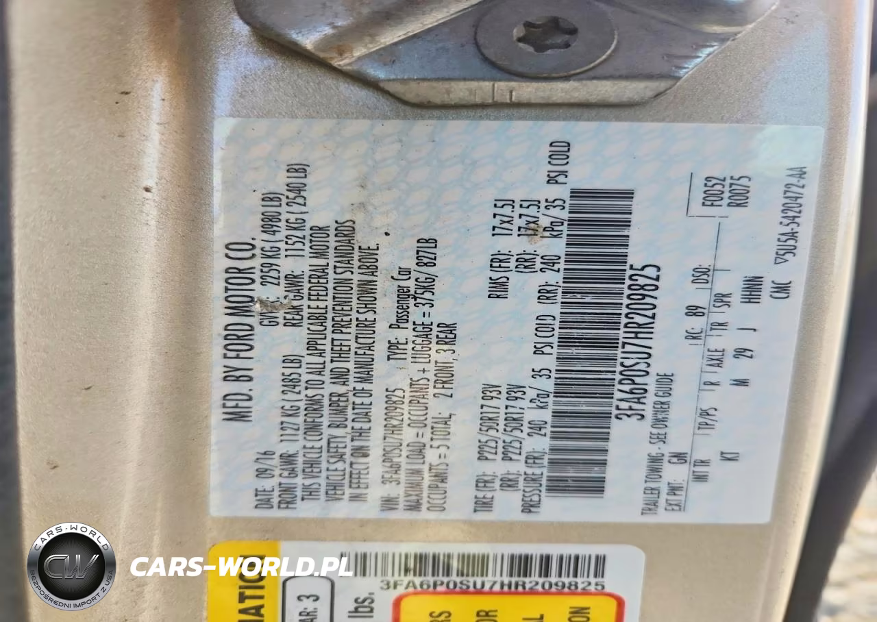 2017 Ford Fusion VIN:3FA6P0SU7HR209825 - 12