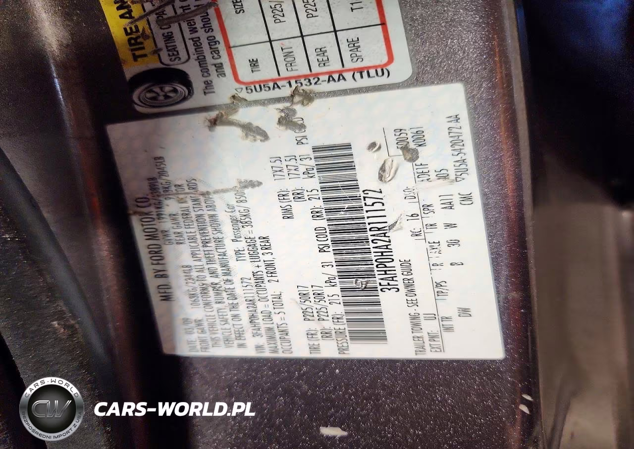 2010 Ford Fusion Se VIN:3FAHP0HA2AR111572 - 12