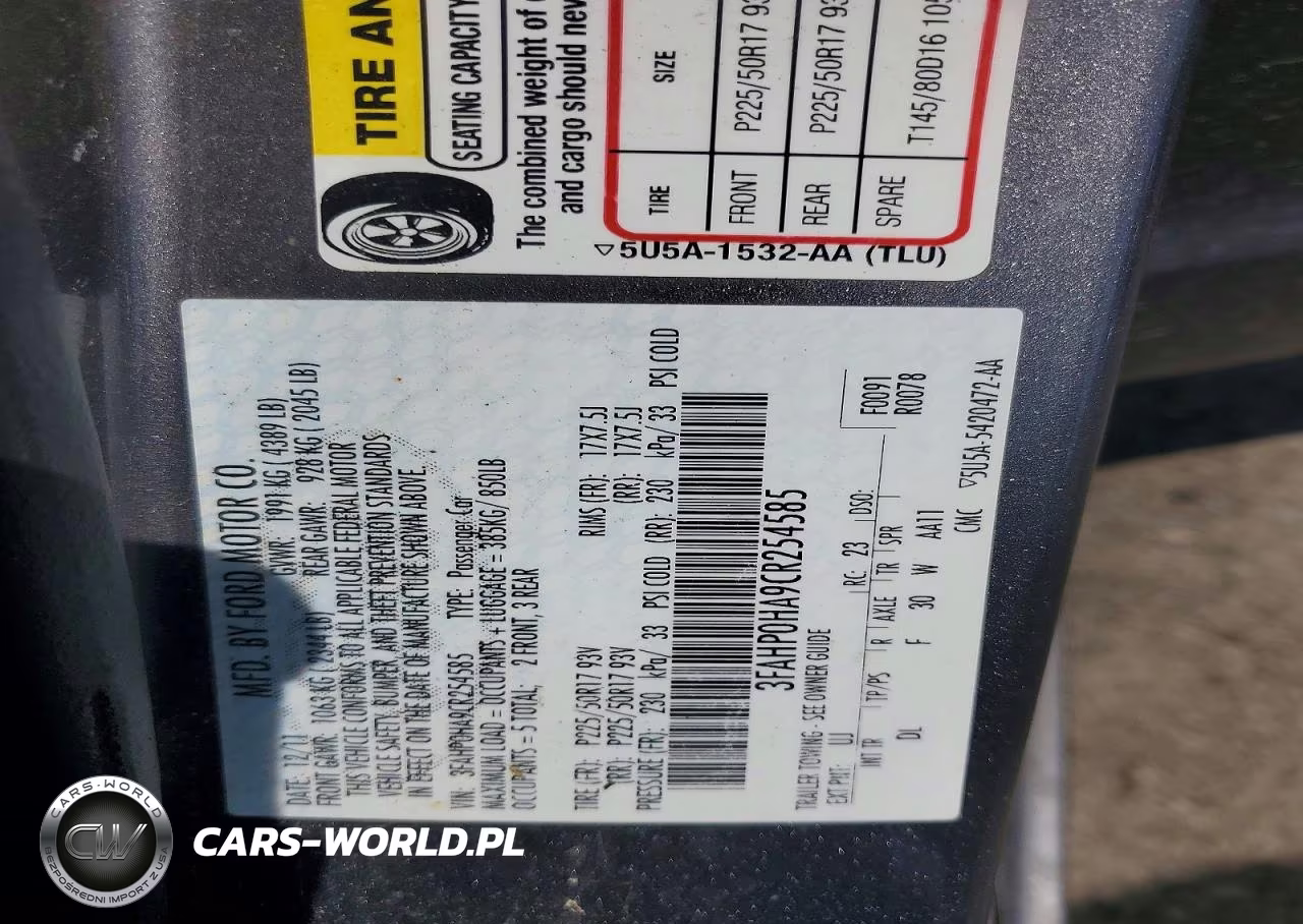 2012 Ford Fusion Se VIN:3FAHP0HA9CR254585 - 12