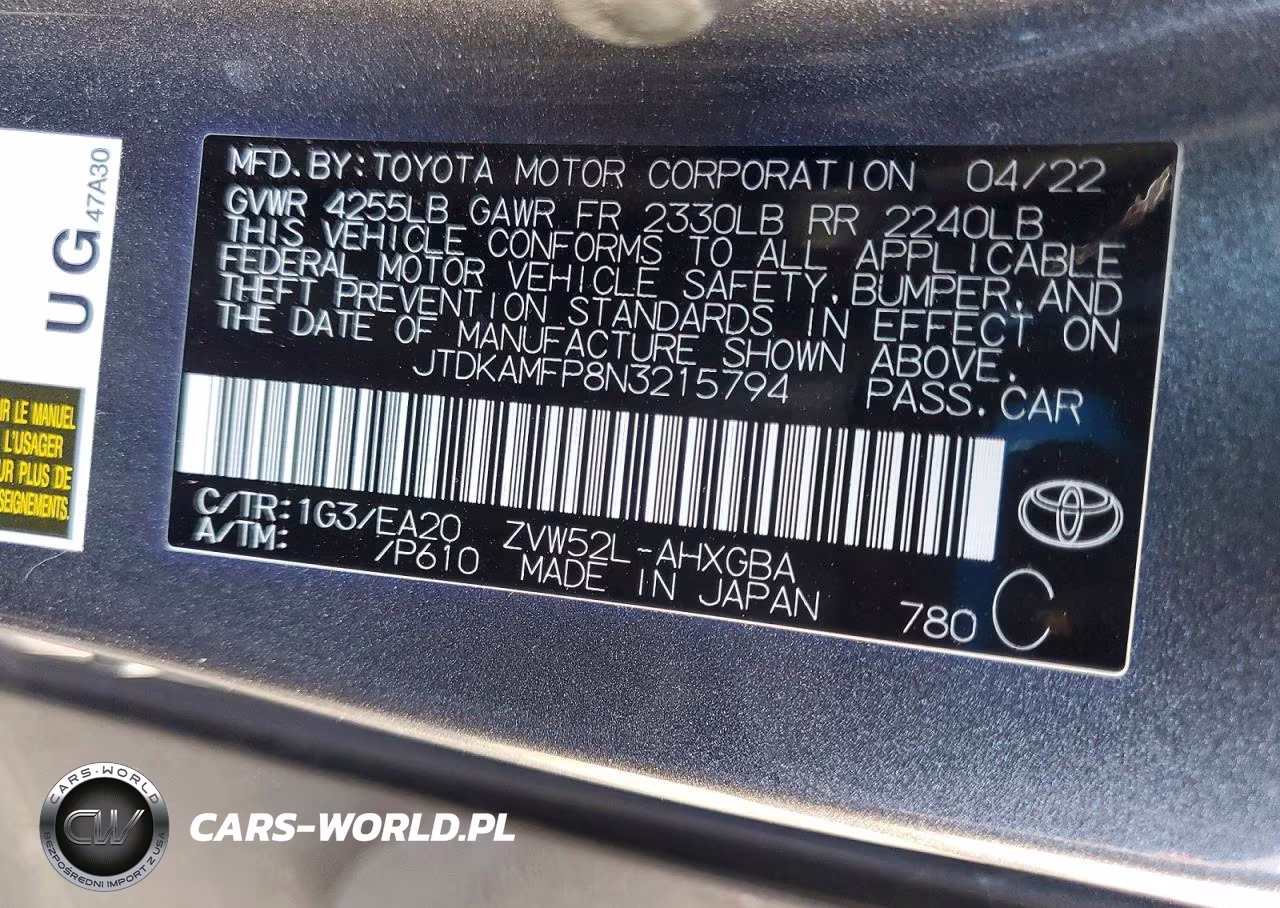 2022 Toyota Prius Prime Xle VIN:JTDKAMFP8N3215794 - 13