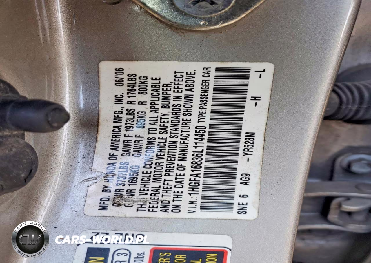 2006 Honda Civic Ex VIN:1HGFA16836L114450 - 12