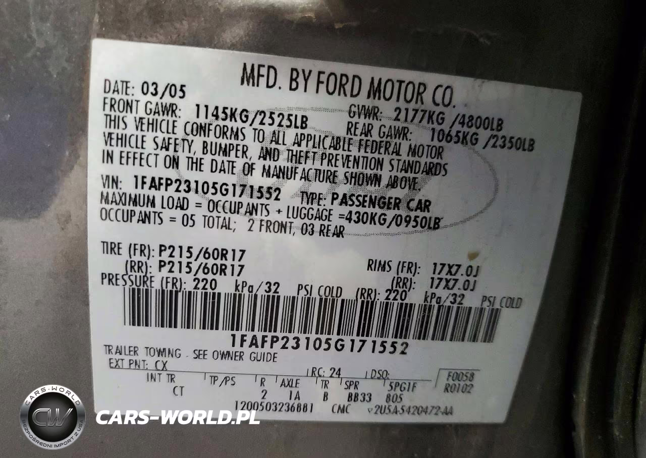2005 Ford Five Hundred Se VIN:1FAFP23105G171552 - 12