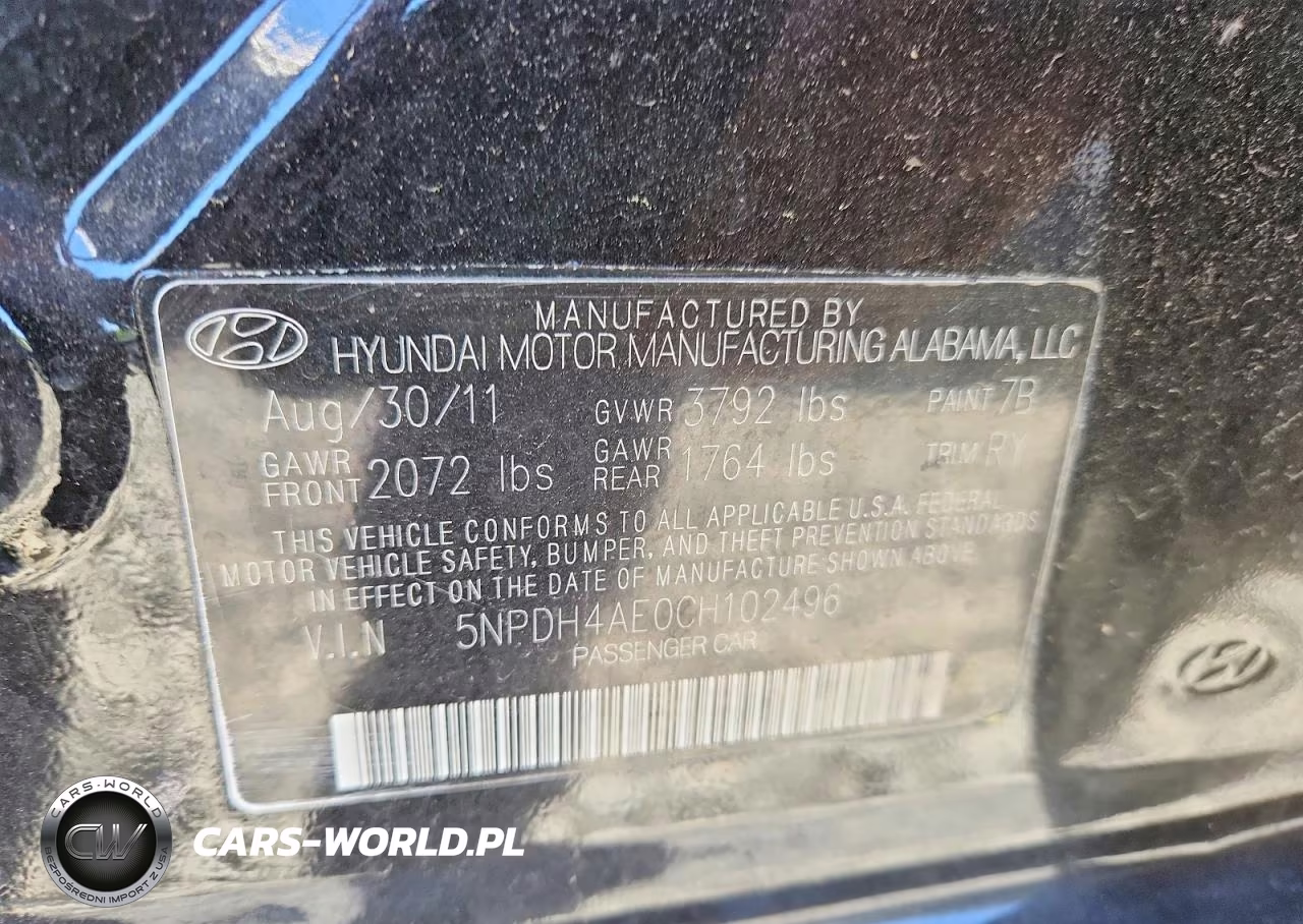 2012 Hyundai Elantra Limited VIN:5NPDH4AE0CH102496 - 12