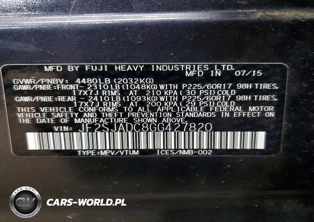 2016 Subaru Forester 2.5I Premium VIN:JF2SJADC8GG427820 - 12