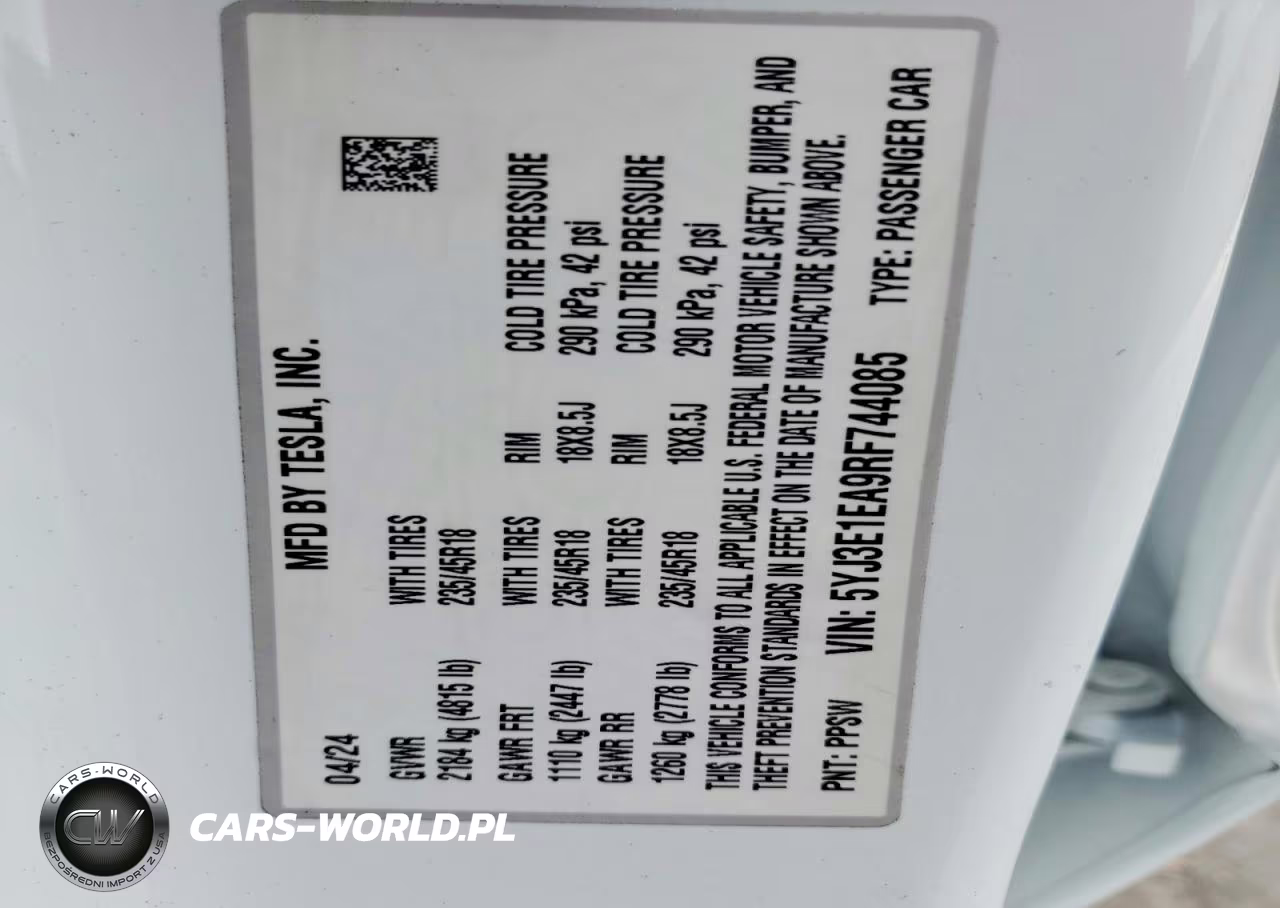 2024 Tesla Model 3 VIN:5YJ3E1EA9RF744085 - 13