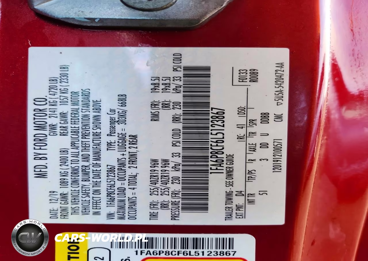2020 Ford Mustang Gt VIN:1FA6P8CF6L5123867 - 12
