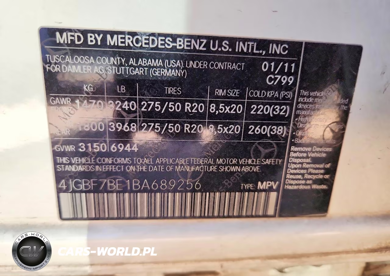 2011 Mercedes-Benz Gl 450 4Matic VIN:4JGBF7BE1BA689256 - 14