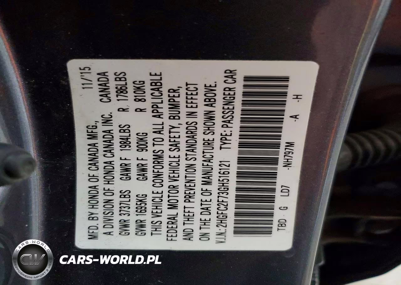 2016 Honda Civic Ex VIN:2HGFC2F73GH516121 - 13