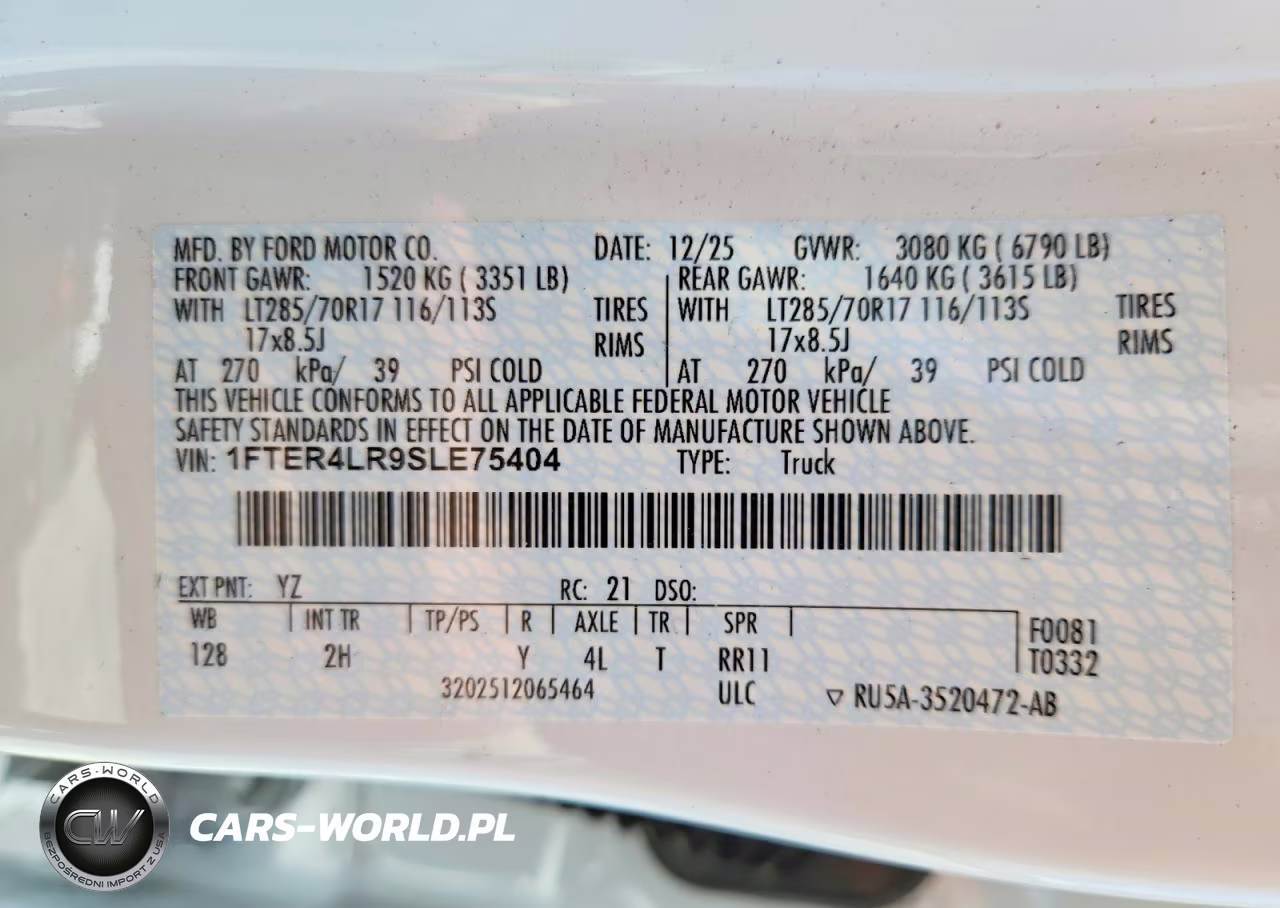 2025 Ford Ranger Raptor VIN:1FTER4LR9SLE75404 - 12