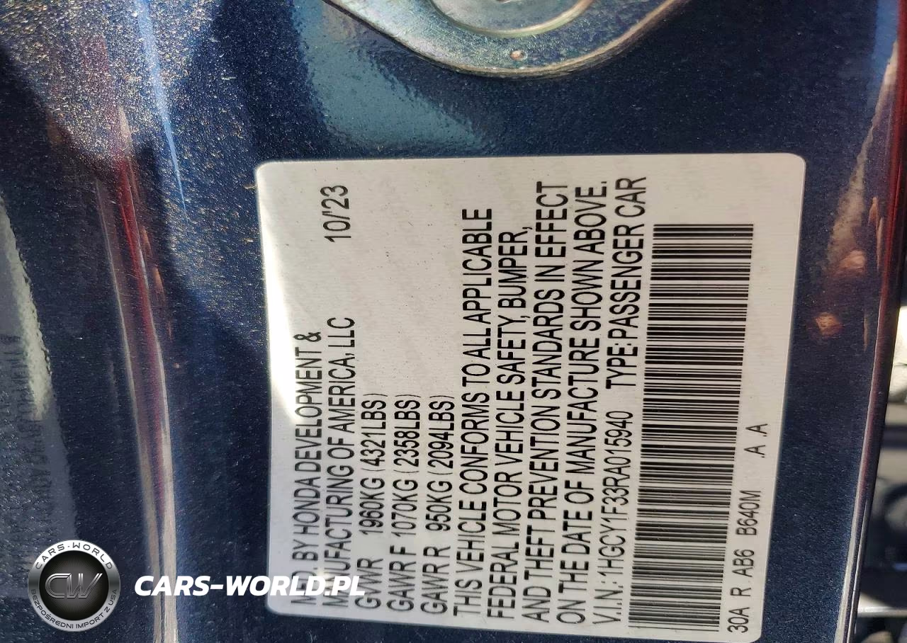 2024 Honda Accord Ex VIN:1HGCY1F33RA015940 - 12