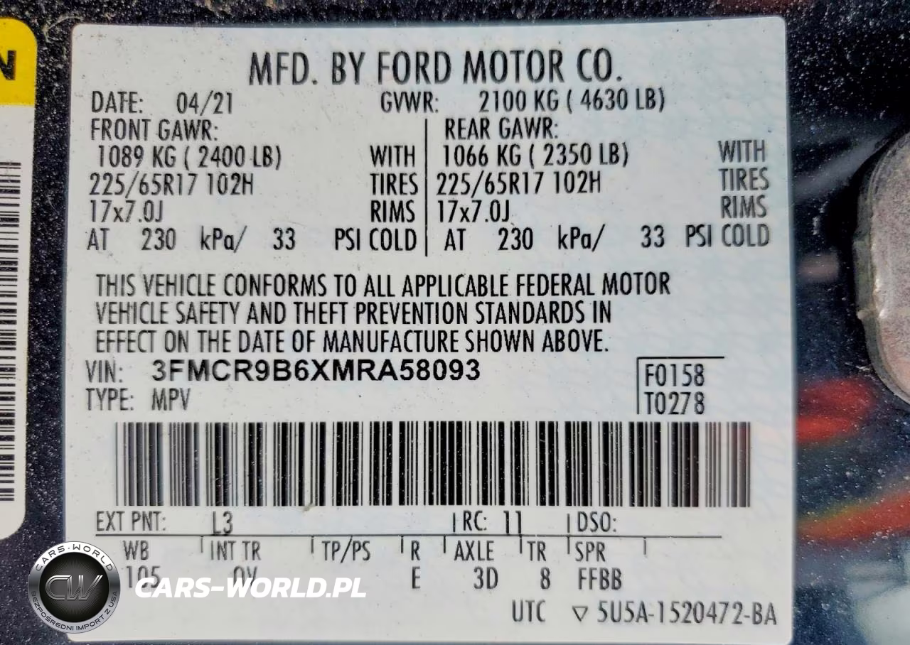 2021 Ford Bronco Sport Big Bend VIN:3FMCR9B6XMRA58093 - 13