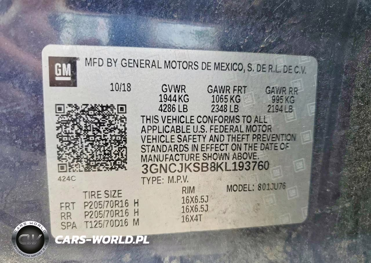 2019 Chevrolet Trax Ls VIN:3GNCJKSB8KL193760 - 13