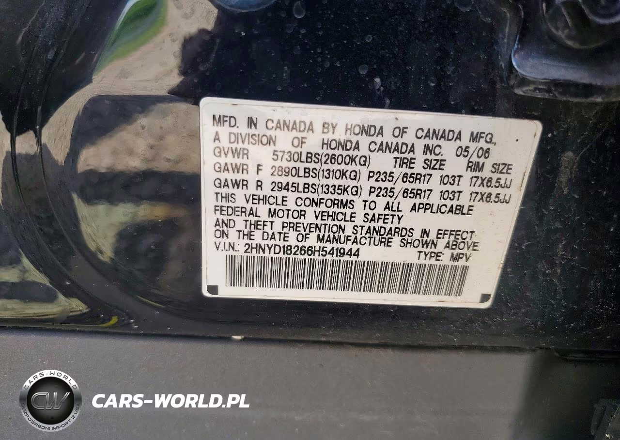 2006 Acura Mdx VIN:2HNYD18266H541944 - 13