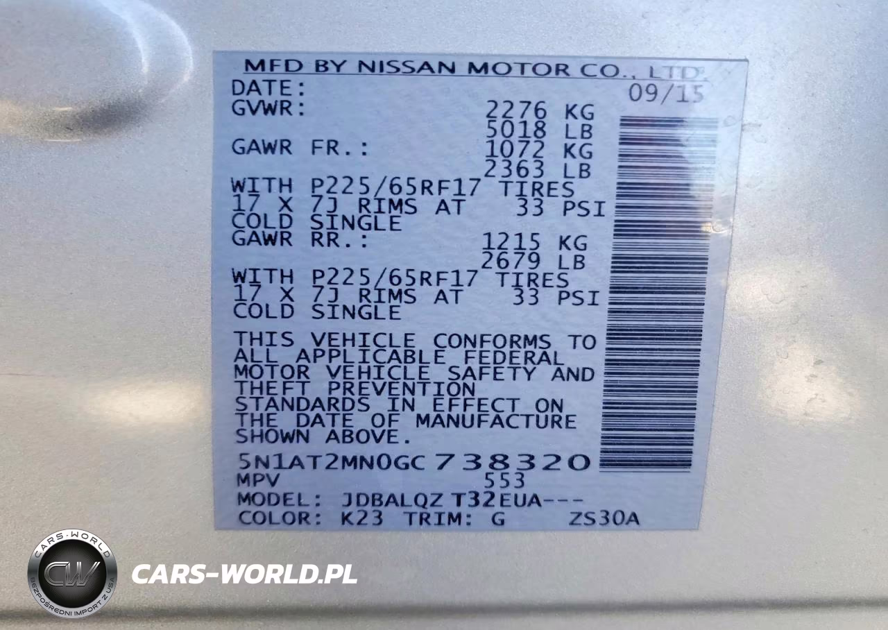 2016 Nissan Rogue Sv VIN:5N1AT2MN0GC738320 - 14