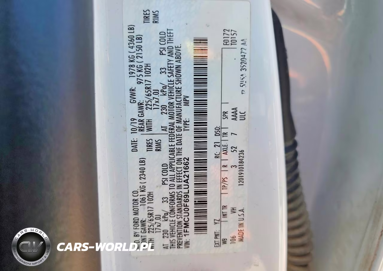 2020 Ford Escape S VIN:1FMCU0F69LUA21662 - 12