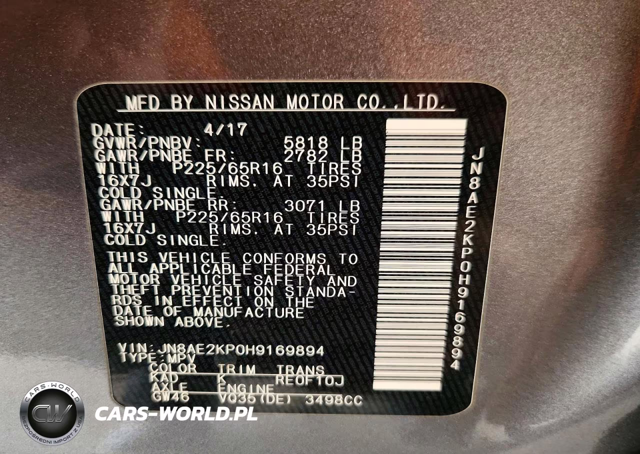 2017 Nissan Quest Sv VIN:JN8AE2KP0H9169894 - 13