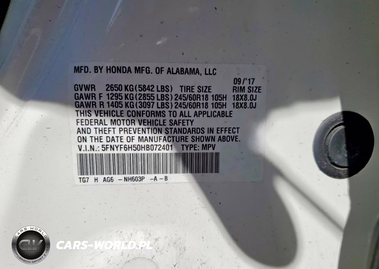 2017 Honda Pilot Exl VIN:5FNYF6H50HB072401 - 13