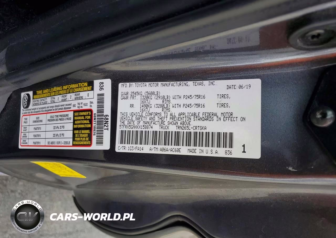 2019 Toyota Tacoma Sr VIN:5TFRX5GNXKX158874 - 13