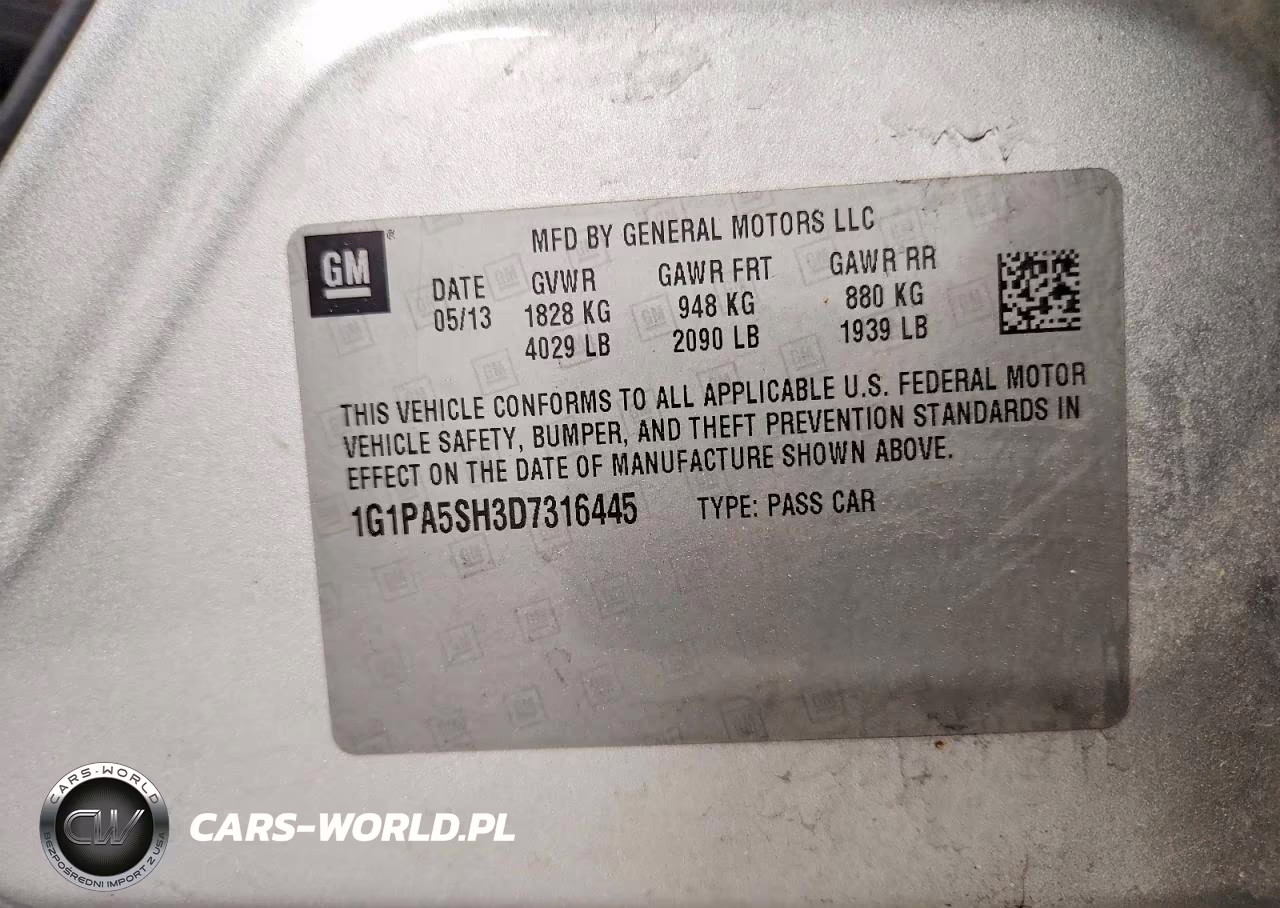 2013 Chevrolet Cruze Ls VIN:1G1PA5SH3D7316445 - 12