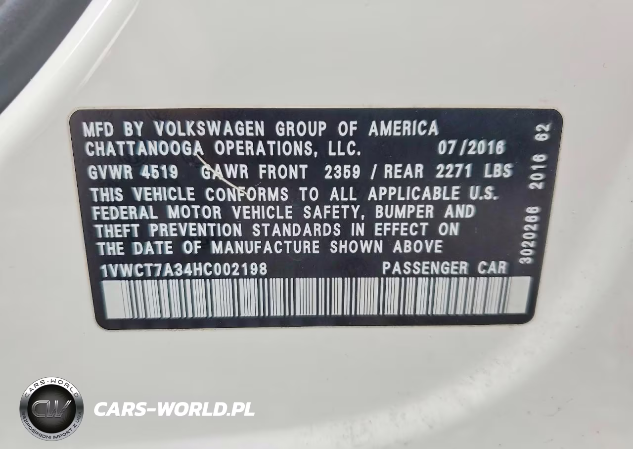 2017 Volkswagen Passat Sel Premium VIN:1VWCT7A34HC002198 - 12