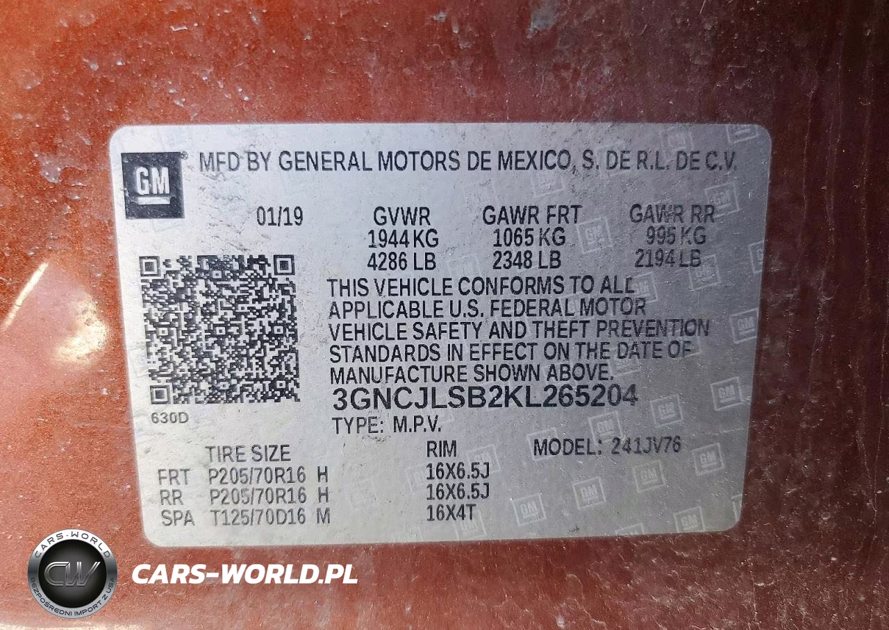 2019 Chevrolet Trax 1Lt VIN:3GNCJLSB2KL265204 - 13