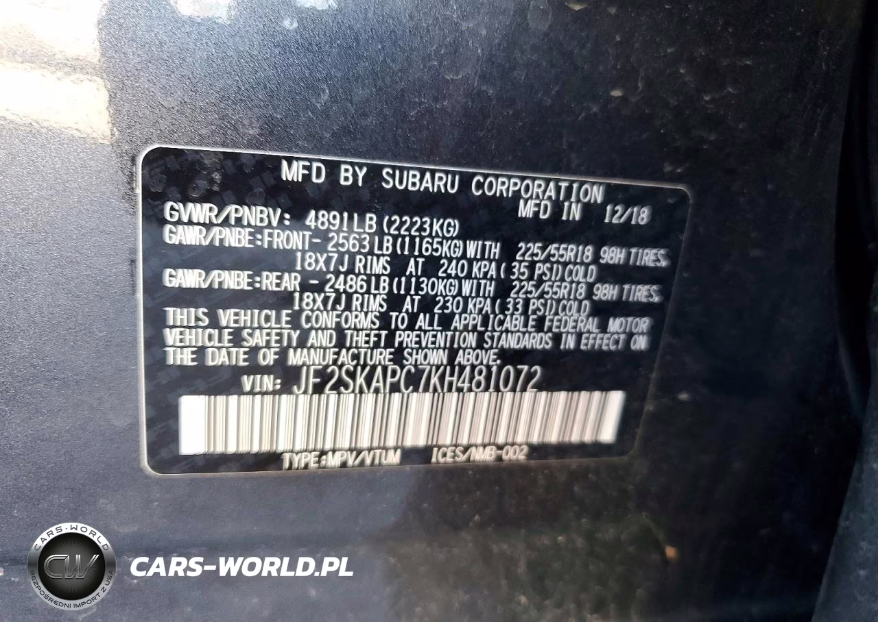 2019 Subaru Forester Sport VIN:JF2SKAPC7KH481072 - 12