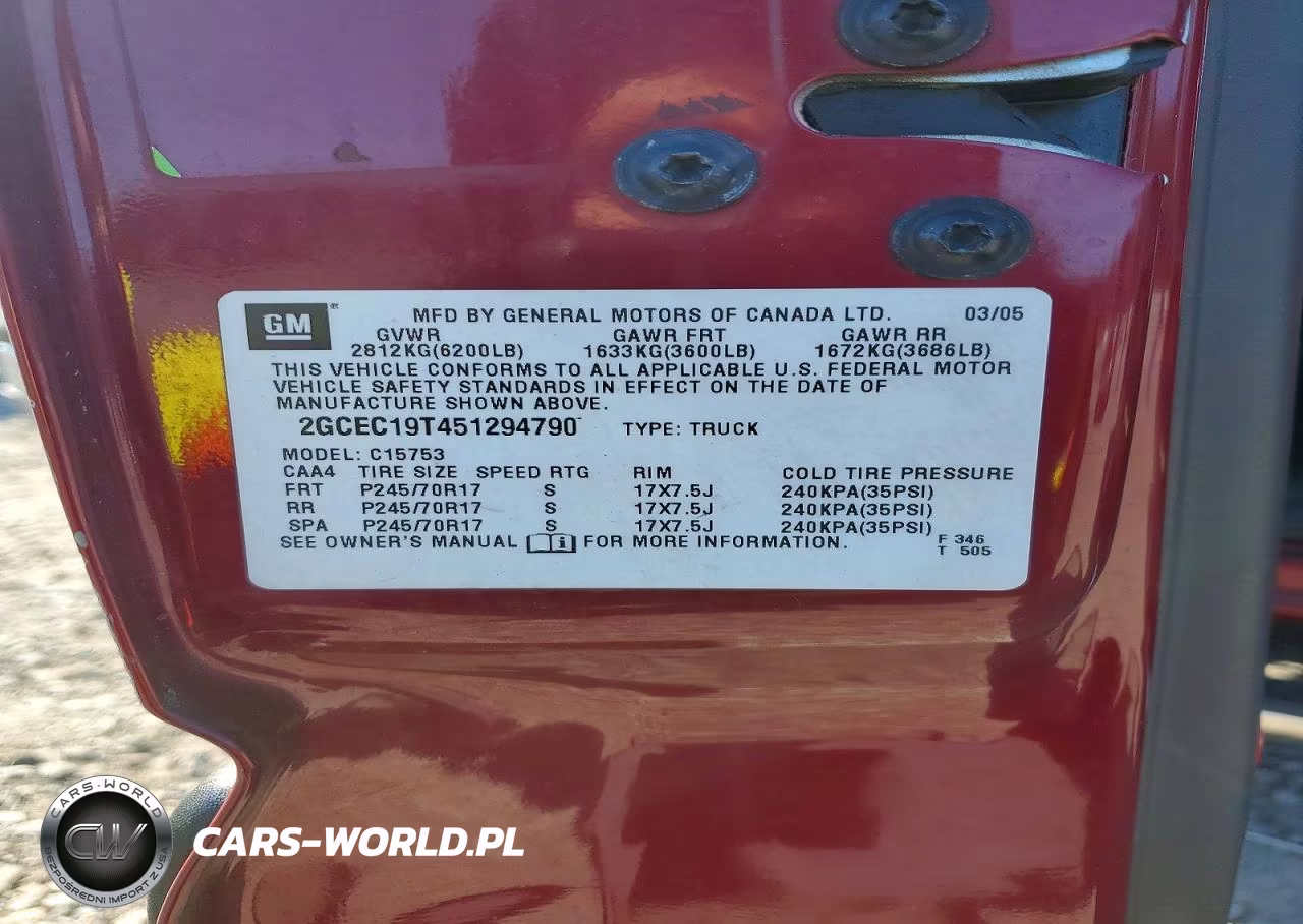2005 Chevrolet Silverado C1500 VIN:2GCEC19T451294790 - 12