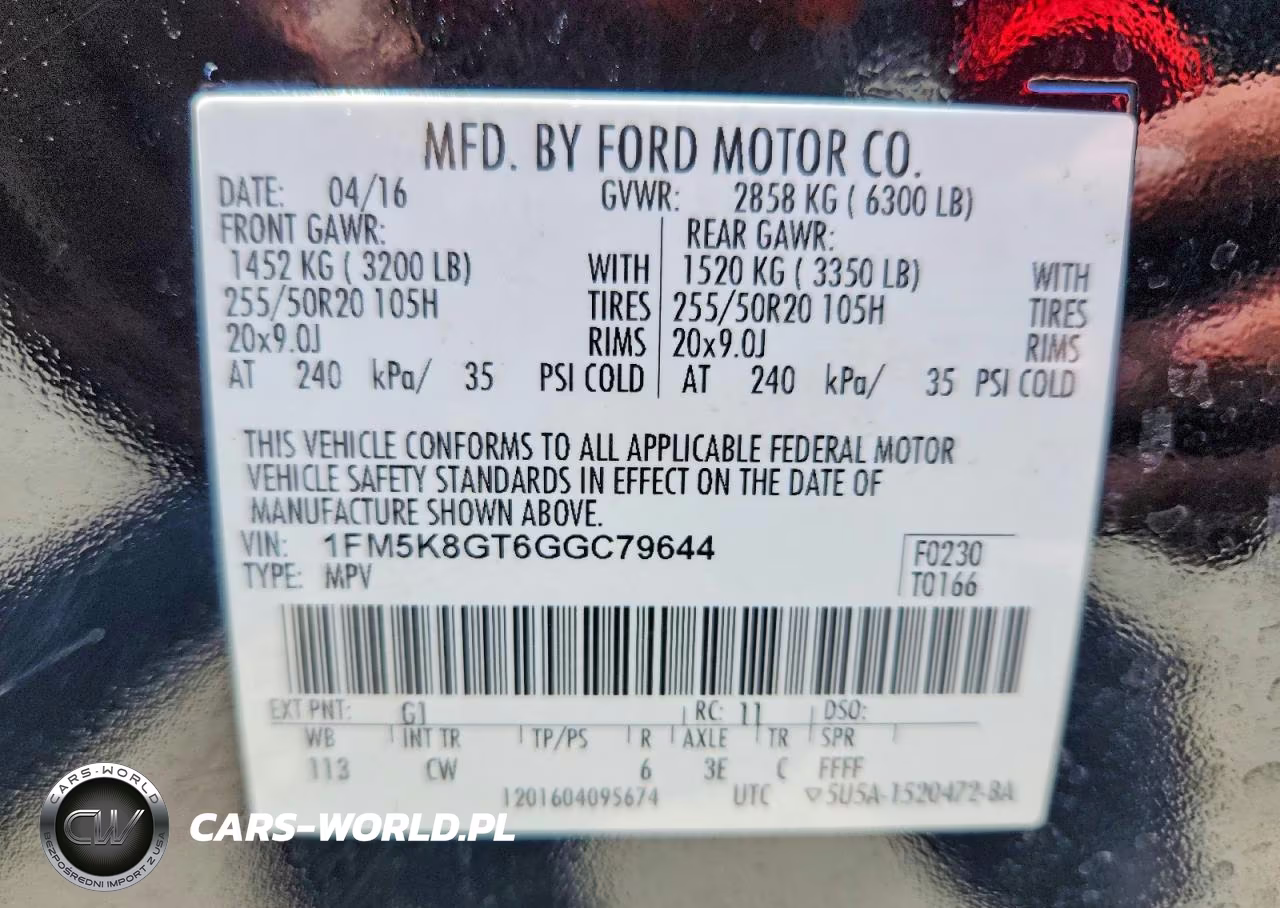 2016 Ford Explorer Sport VIN:1FM5K8GT6GGC79644 - 14
