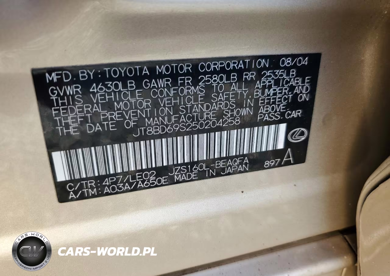 2005 Lexus Gs 300 VIN:JT8BD69S250204258 - 12