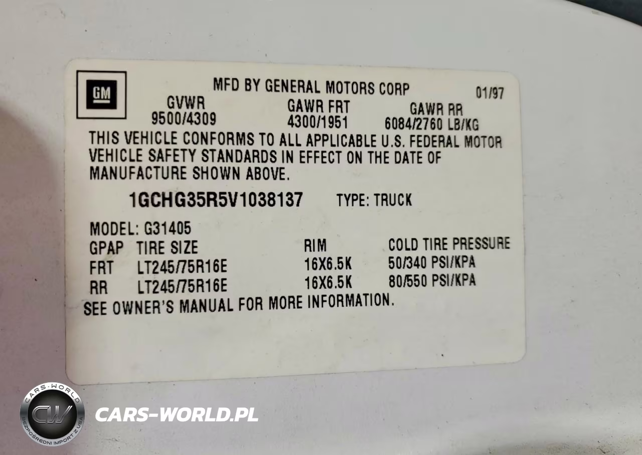 1997 Chevrolet Express G3500 VIN:1GCHG35R5V1038137 - 13