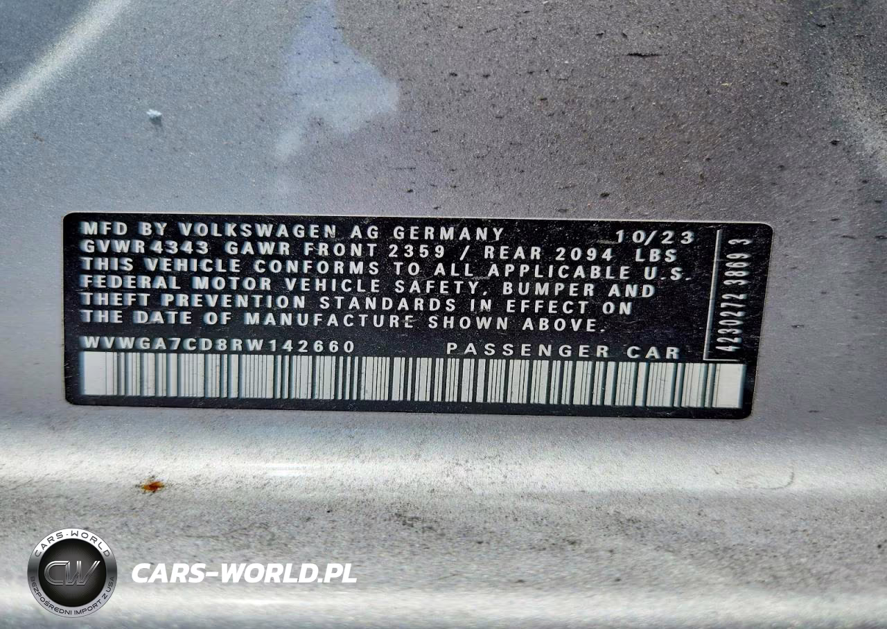2024 Volkswagen Gti S VIN:WVWGA7CD8RW142660 - 12
