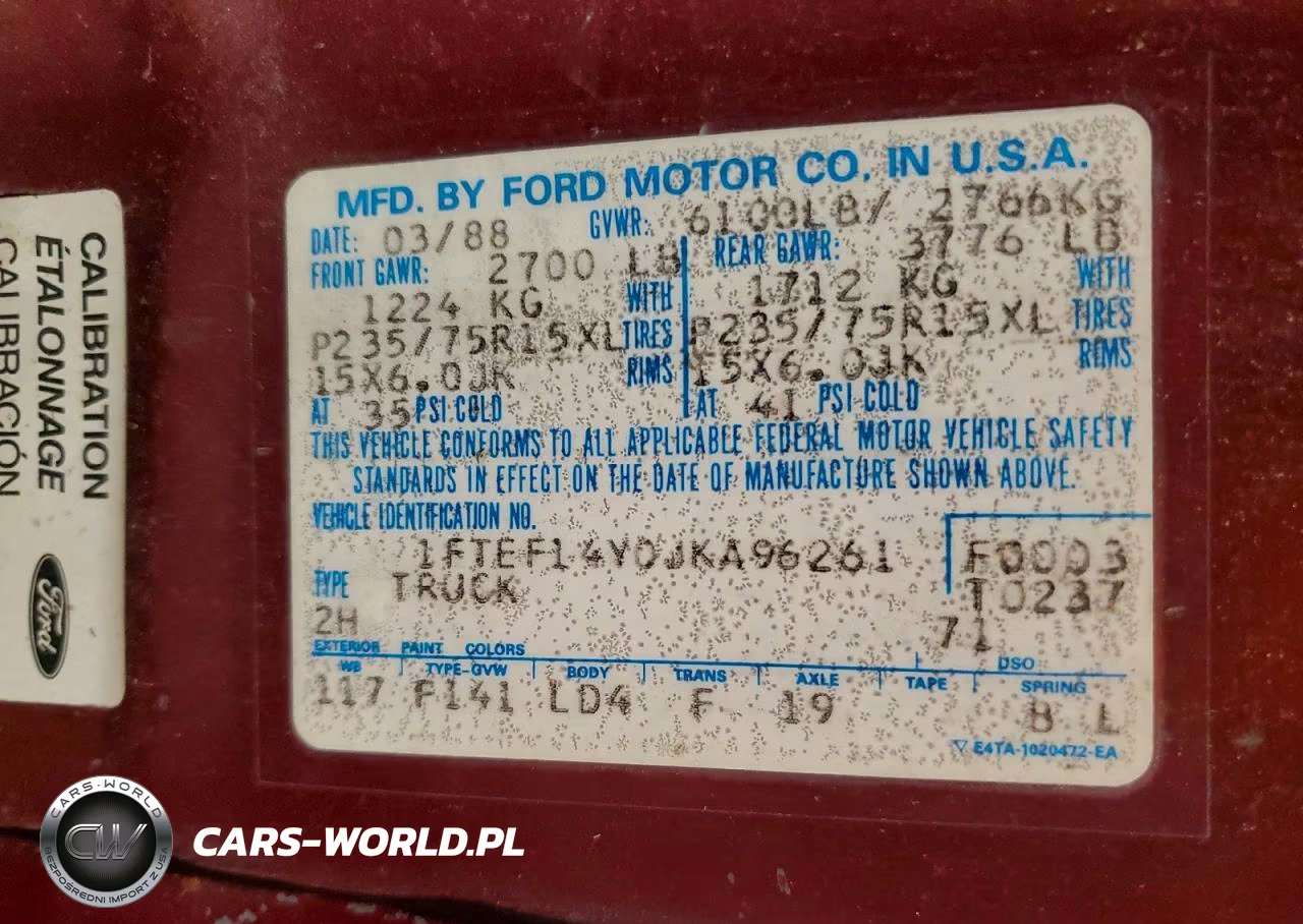 1988 Ford F150 VIN:1FTEF14Y0JKA96261 - 12