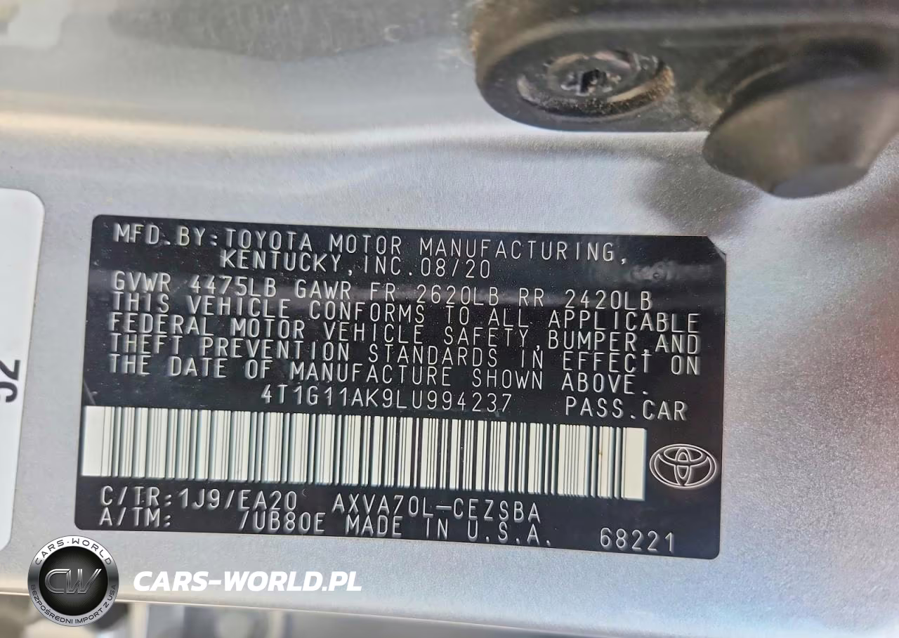 2020 Toyota Camry Se VIN:4T1G11AK9LU994237 - 12