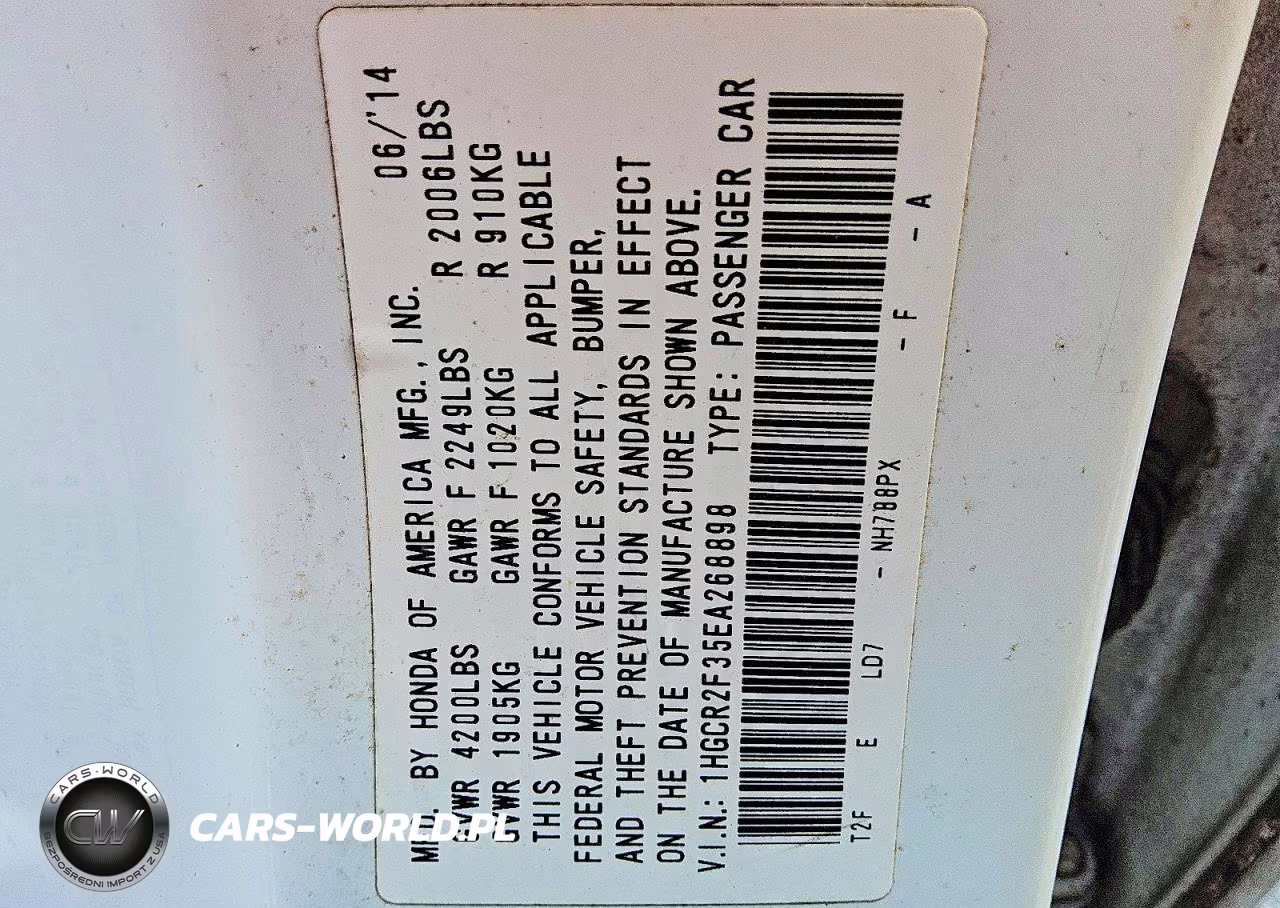 2014 Honda Accord Lx VIN:1HGCR2F35EA268898 - 12