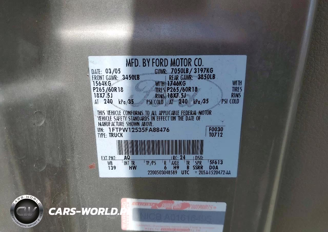 2005 Ford F150 Supercrew VIN:1FTPW12535FA88476 - 12