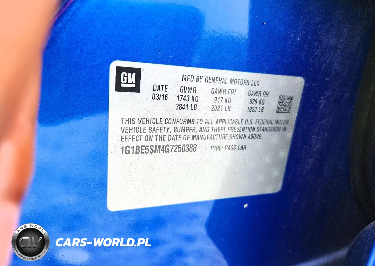 2016 Chevrolet Cruze Lt VIN:1G1BE5SM4G7250388 - 12