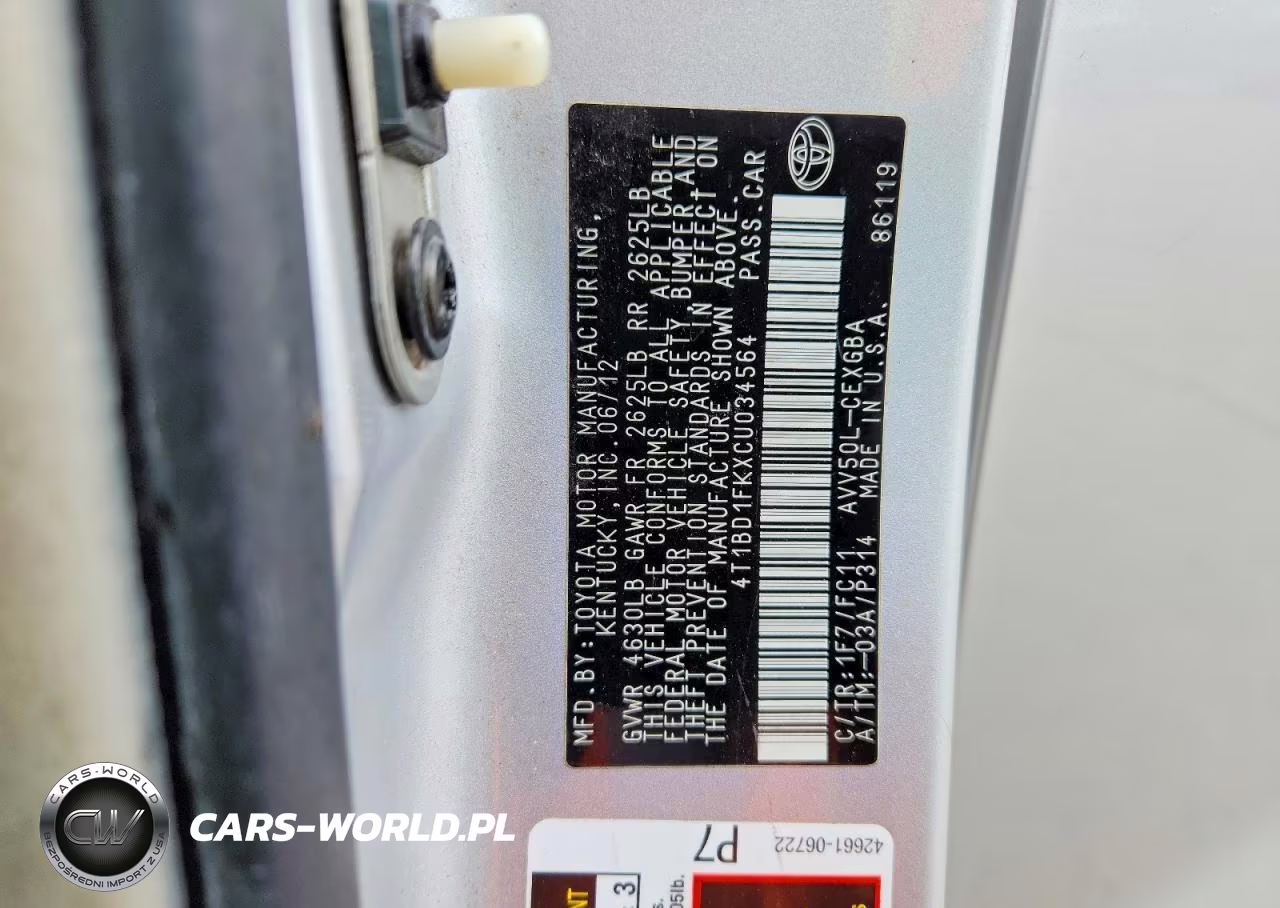 2012 Toyota Camry Hybrid Xle VIN:4T1BD1FKXCU034564 - 12