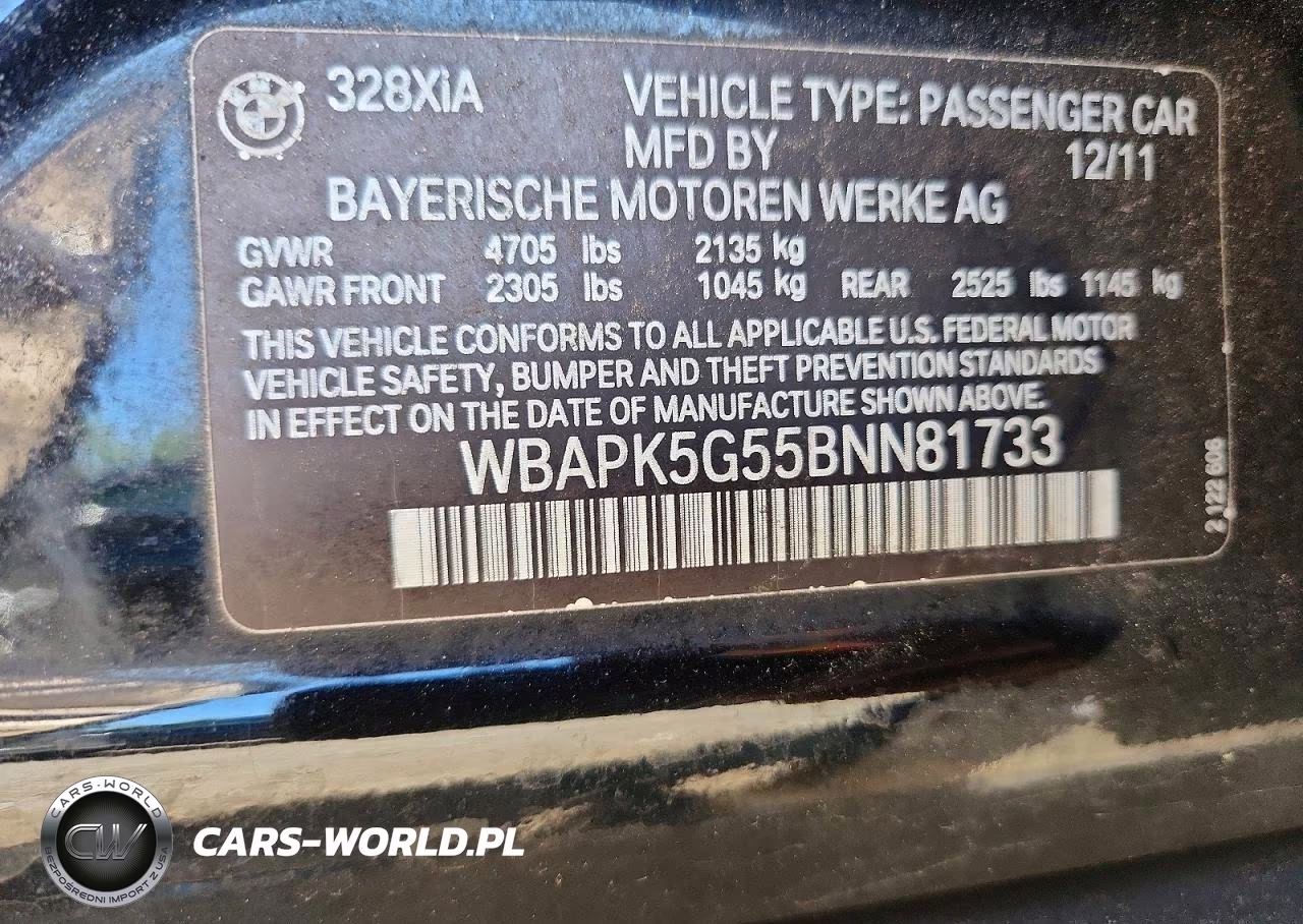 2011 BMW 328 Xi Sulev VIN:WBAPK5G55BNN81733 - 12