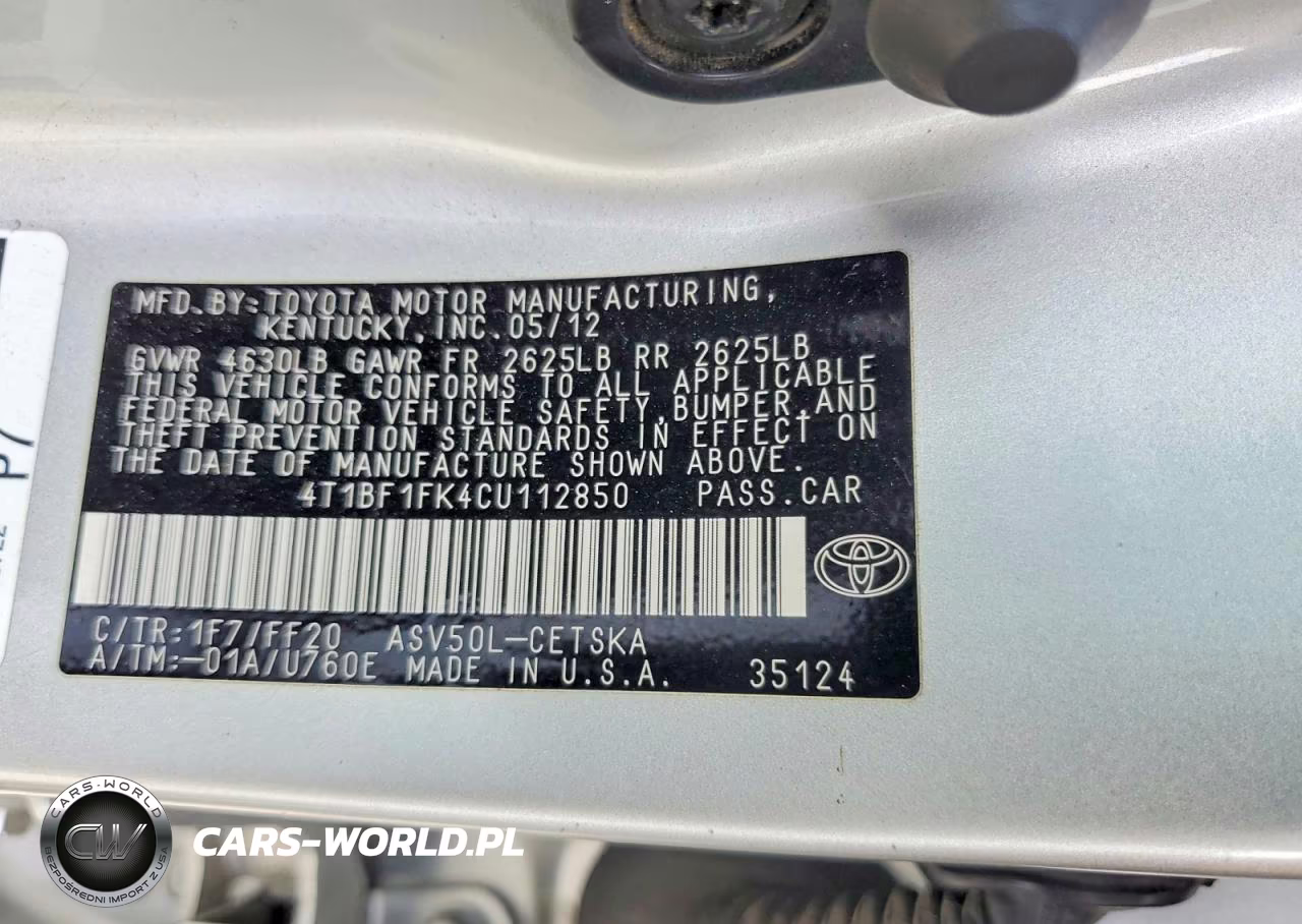 2012 Toyota Camry Se VIN:4T1BF1FK4CU112850 - 12