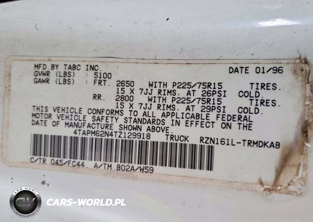 1996 Toyota Tacoma VIN:4TAPM62N4TZ129918 - 12