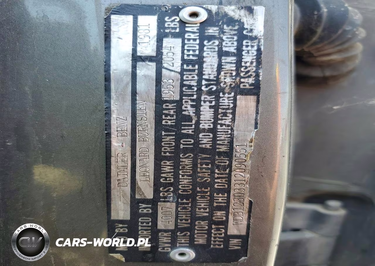 1981 Merz 280-Class VIN:WDB12303312090551 - 12