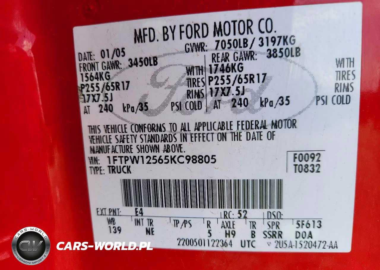 2005 Ford F150 Supercrew VIN:1FTPW12565KC98805 - 12