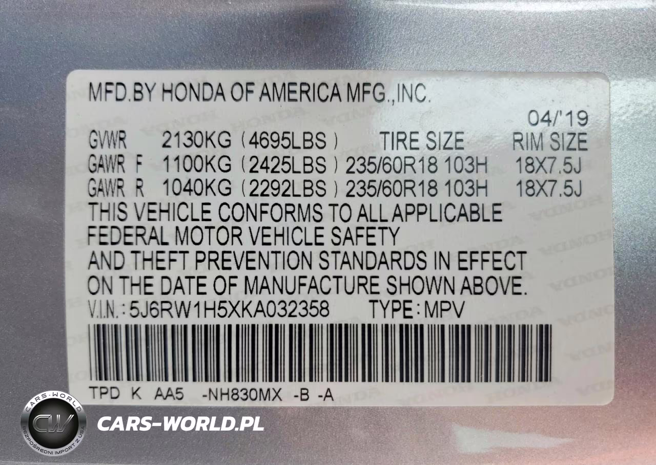2019 Honda Cr-V Ex VIN:5J6RW1H5XKA032358 - 12