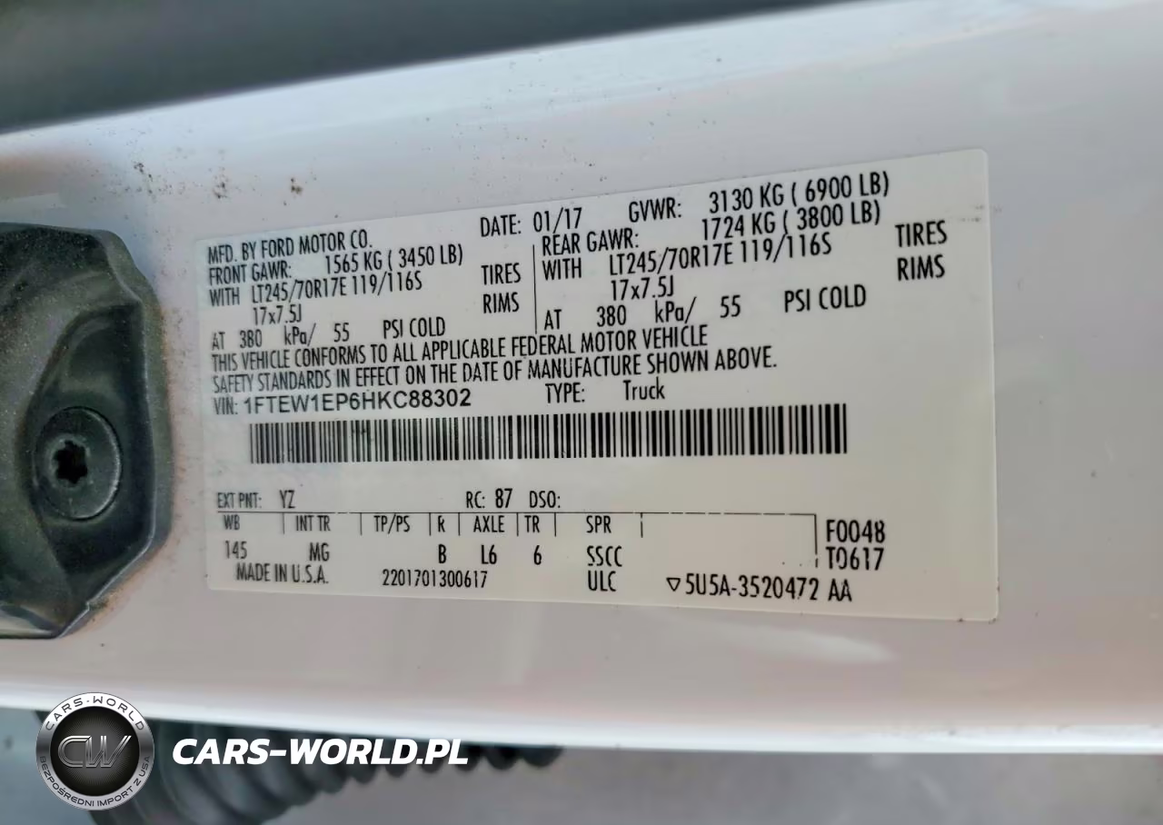 2017 Ford F150 Supercrew VIN:1FTEW1EP6HKC88302 - 13